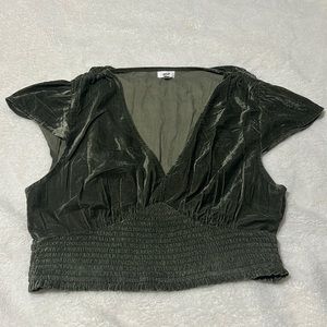 Green Velvet Crop Top